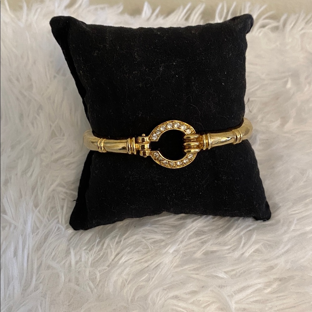 Gold Bracelet with Rhinestone Accents